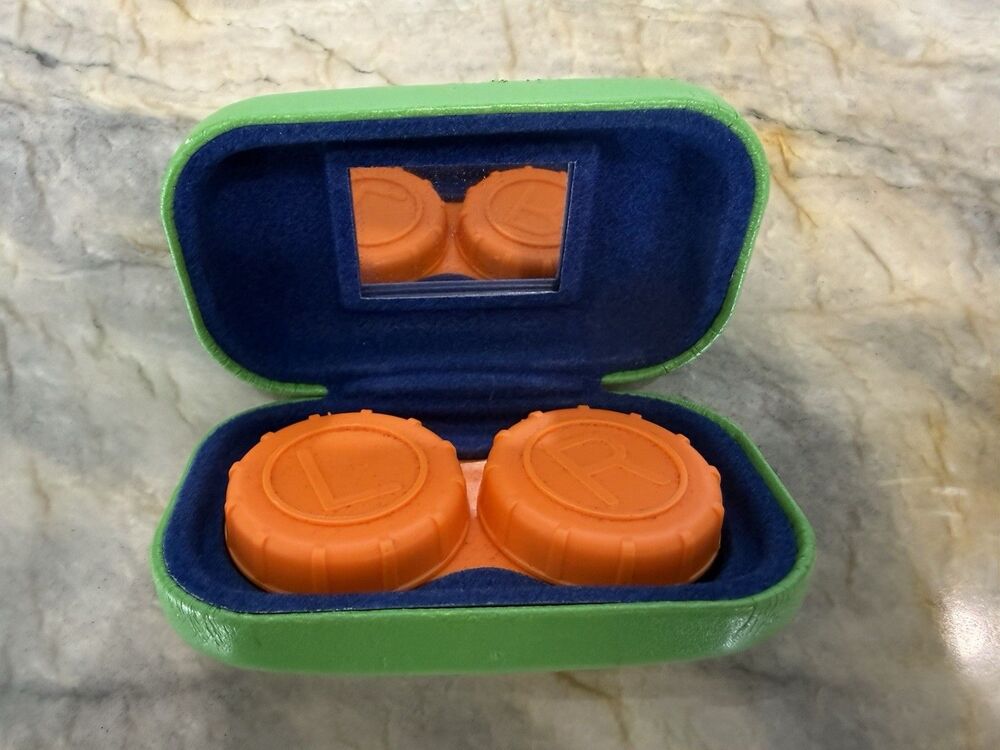 Contact Lenses Mini Case Holder‎ Mirror Compact Small Travel Size Portable Rare